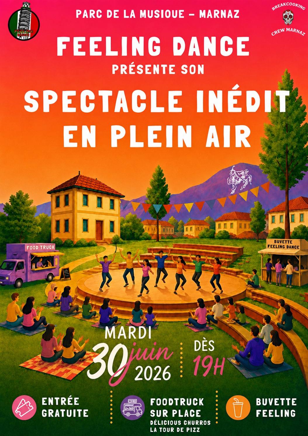 Affiche du spectacle inédit en plein air du 30 juin 2026 à Marnaz
